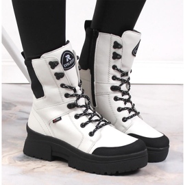 Bottes en cuir imperméables blanches pour femmes Rieker Revolution W0374-80 le noir 3