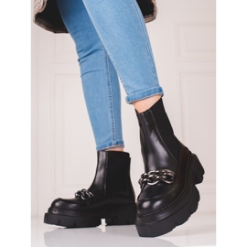 Bottines Chelsea en cuir pour femme sur la plateforme Shelovet noir 2