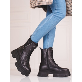 Sacs en cuir pour femmes avec une fermeture éclair Shelovet décorative noir 1