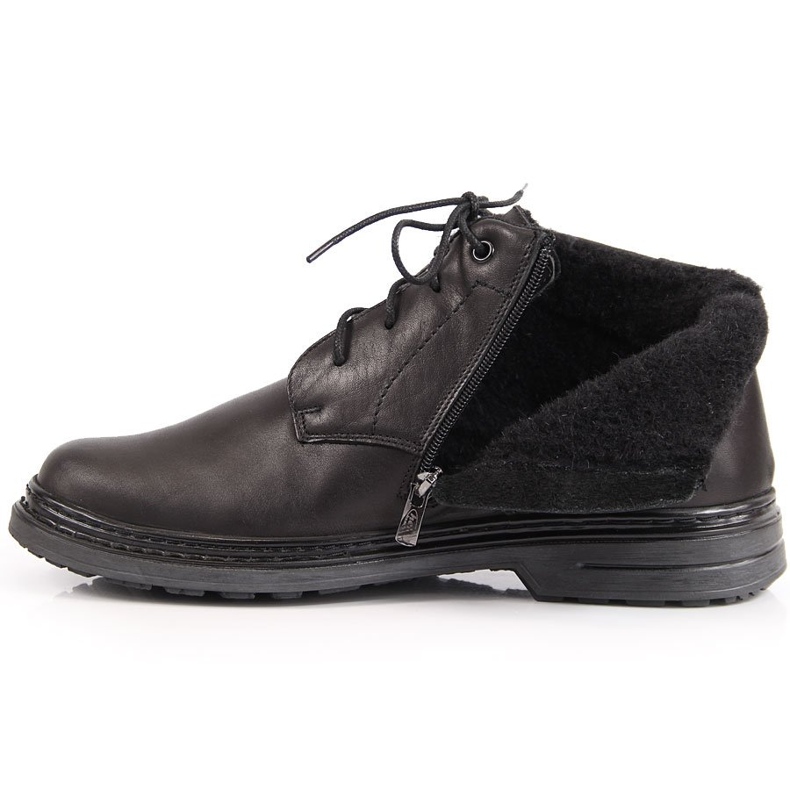 Bottines homme en cuir avec fermeture éclair noir Helios le noir 1