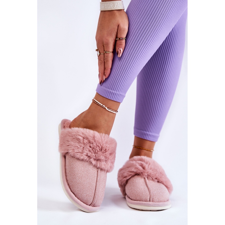 Chaussons Chauds Avec Fourrure Femme Rose Clair Franco 1