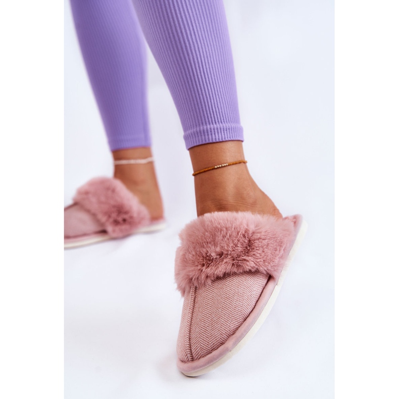Chaussons Chauds Avec Fourrure Femme Rose Clair Franco 2
