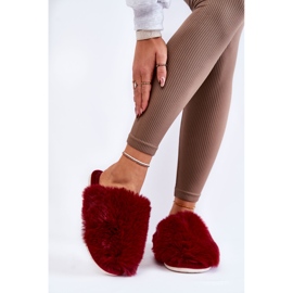 BM Pantoufles en fourrure Sheryl bordeaux pour femmes rouge 1
