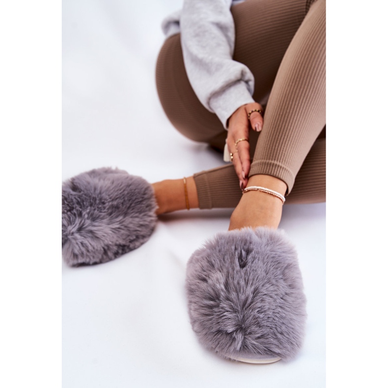 BM Pantoufles en fourrure Sheryl grises pour femmes 2 BM Pantoufles en fourrure Sheryl grises pour femmes 2