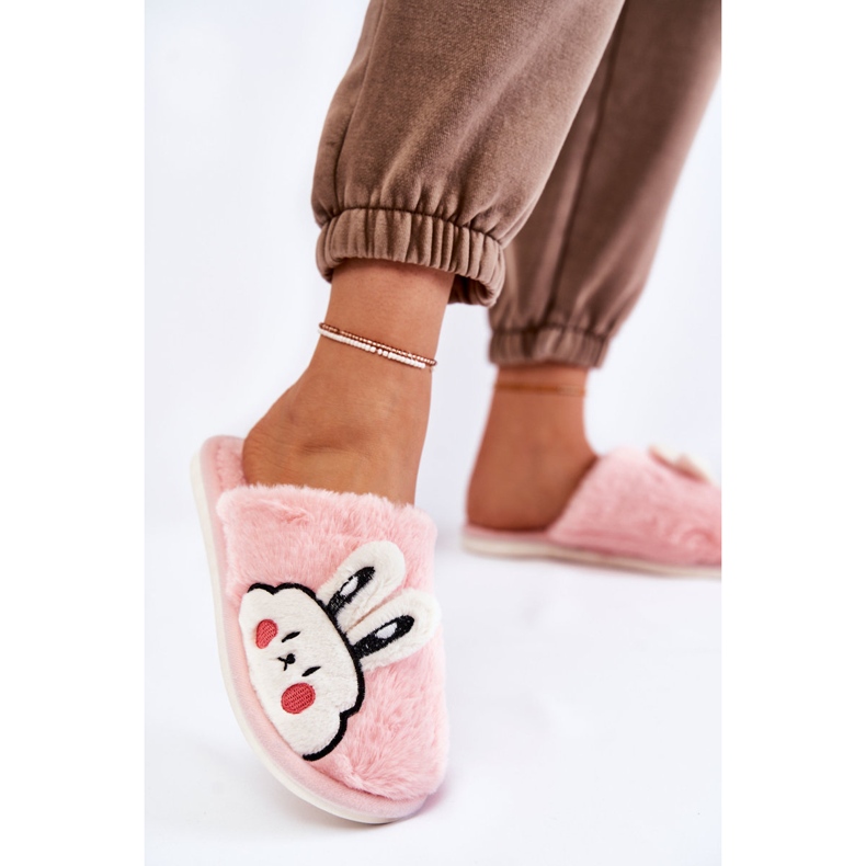 BM Chaussons Femme Fourrure Lapin Rose clair Trisha 2