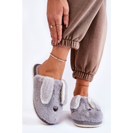 Chaussons à enfiler en fourrure grise pour femmes Remmi 2