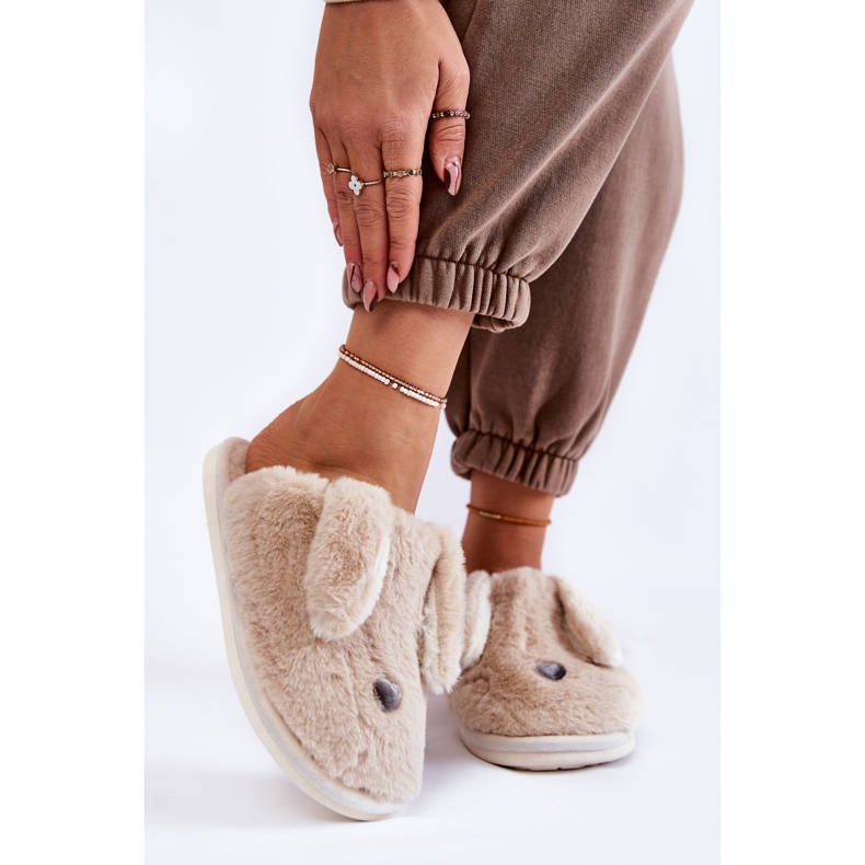 Chaussons Fourrure Beige Femme, Chaussons Remmi 1