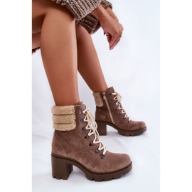 Bottines à Lacets en Daim pour Femme Marron Fenya brun 8