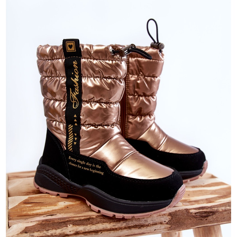 Bottes de neige chaudes en laine pour enfants sur curseur Golden Delhi doré 1