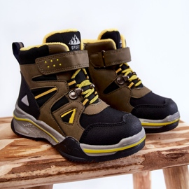 PE1 Chaussons Enfant Trappeurs Chauffés De Laine Kaki Marco noir vert jaune 1