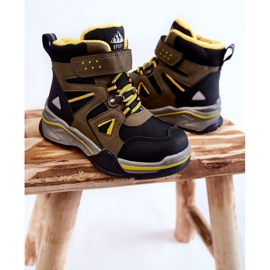 PE1 Chaussons Enfant Trappeurs Chauffés De Laine Kaki Marco noir vert jaune 2