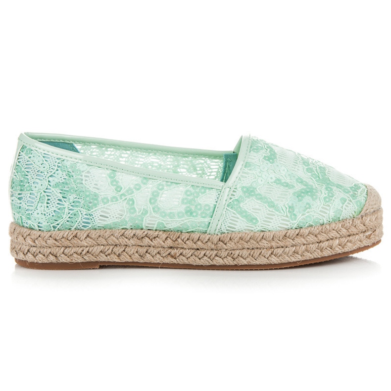 Vices Espadrilles en dentelle à sequins vert 2