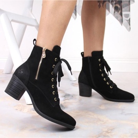 Bottes en cuir suédé sur le poteau isolé Rieker W RKR564 noir 2