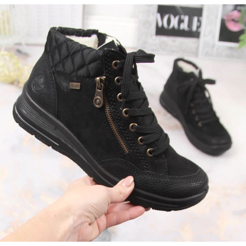 Bottes isolantes en cuir imperméable Rieker W RKR567 le noir 1