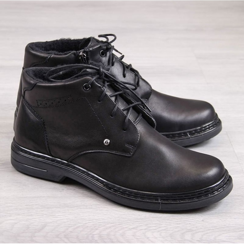 Bottines en cuir avec fermeture éclair Helios M H810 noir 1