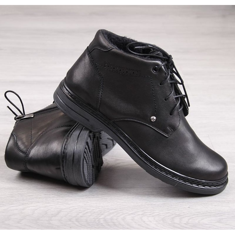 Bottines en cuir avec fermeture éclair Helios M H810 noir 2