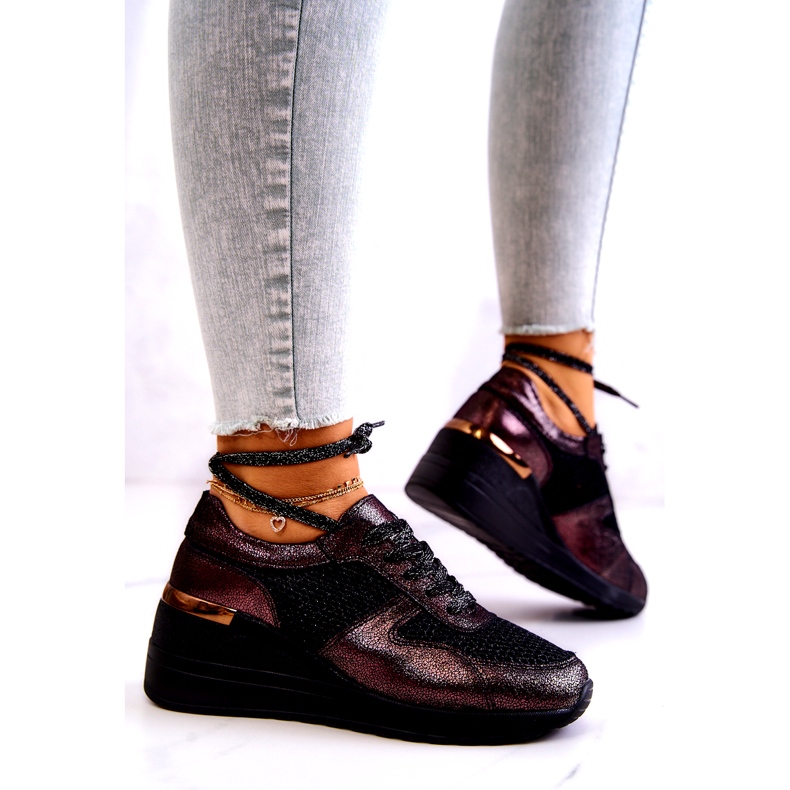 Baskets Compensées En Cuir Avec Filet S.Barski Noir 2