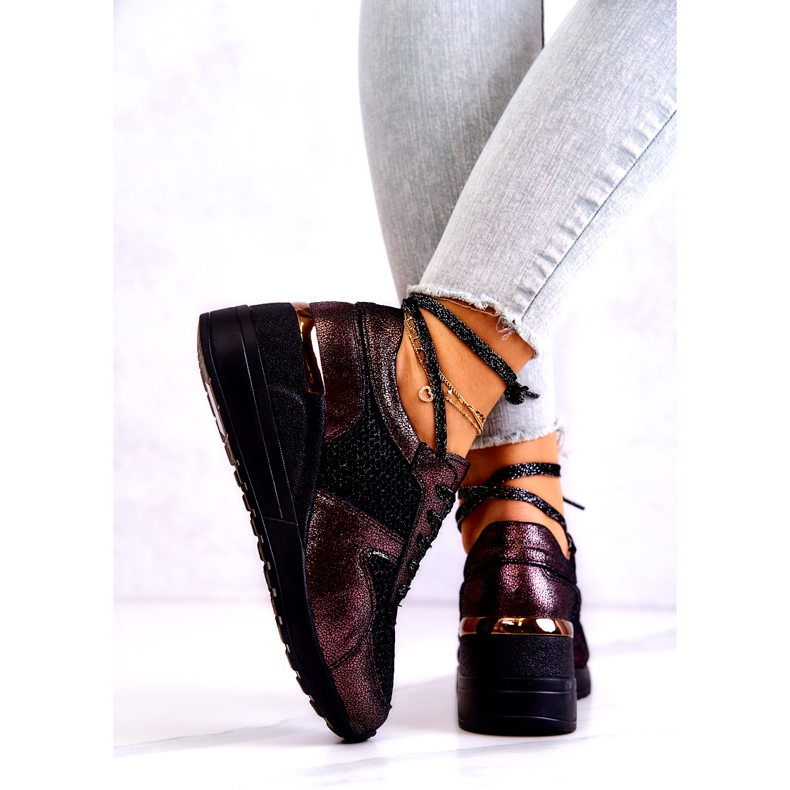 Baskets Compensées En Cuir Avec Filet S.Barski Noir 3