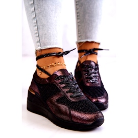 Baskets Compensées En Cuir Avec Filet S.Barski Noir 5