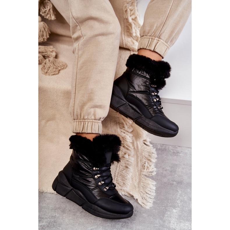 NEWS Bottes de neige à lacets pour femme Noir Anna 3