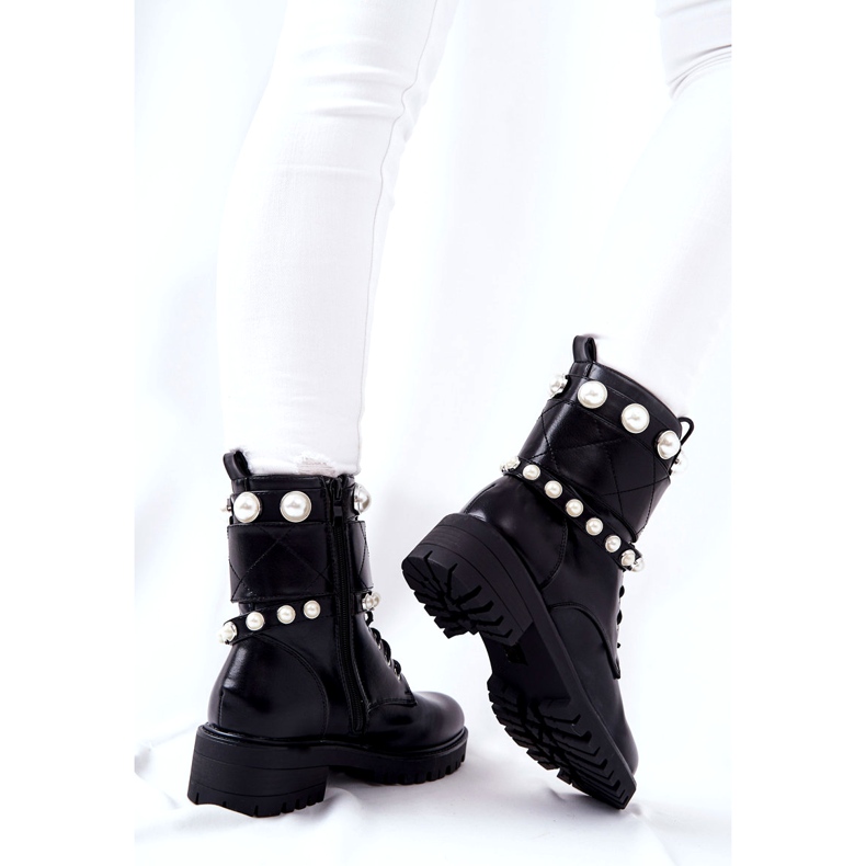 PG1 Bottines Femme Avec Perles Noir Mystique le noir 2