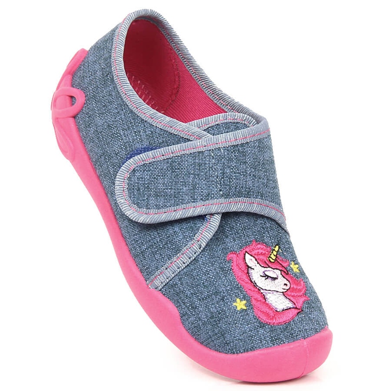 Chaussons pour filles pour la maternelle avec une licorne Velcro Befado 122X016 1