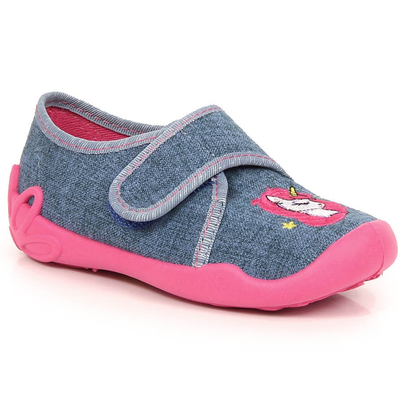 Chaussons pour filles pour la maternelle avec une licorne Velcro Befado 122X016 2
