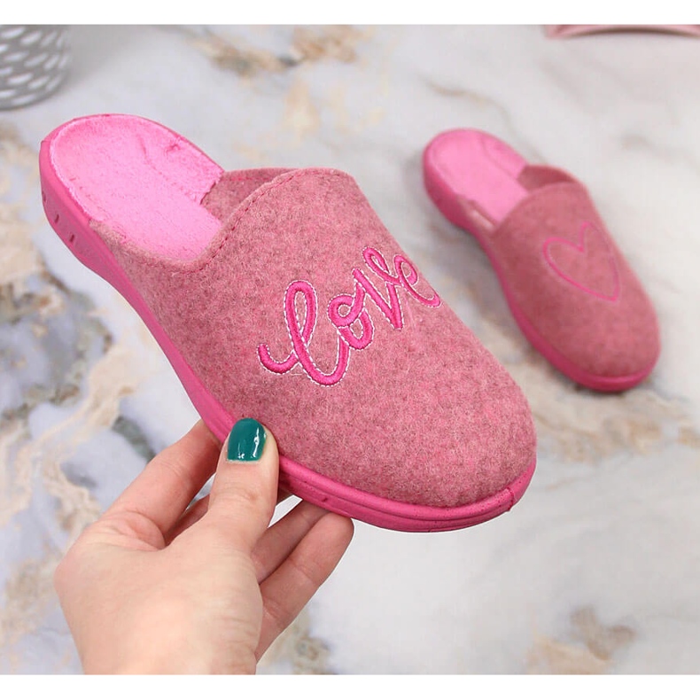 Chaussons maison fille feutre coulissant rose Befado 707Y428 2