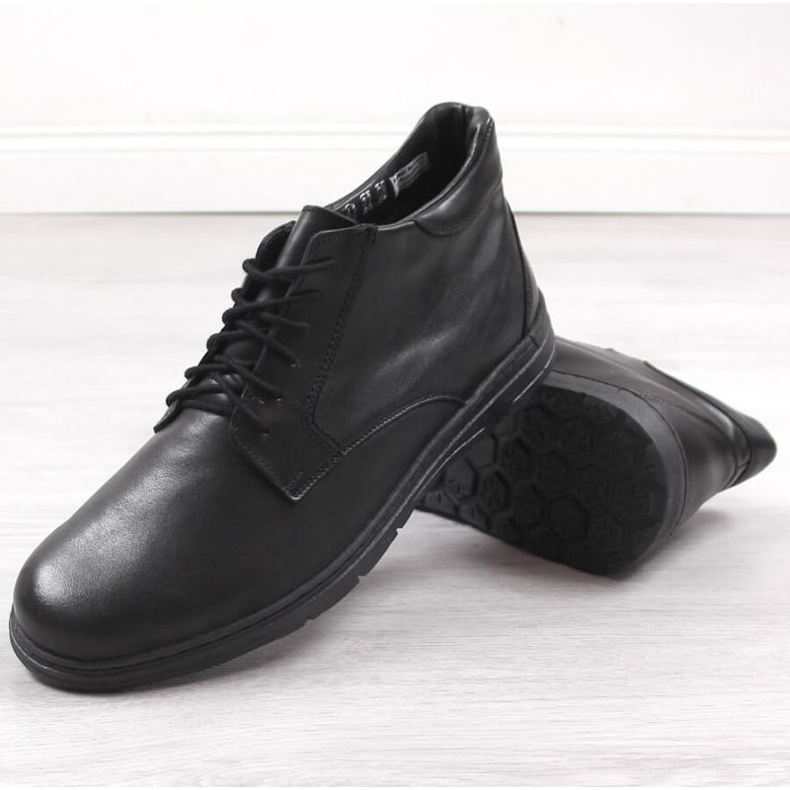 Bottines confort en cuir Łukbut M LUK1806B noir 2