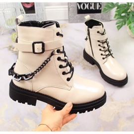 Bottes laquées avec une chaîne isolée Laura La.Fi W PMR28 beige 1