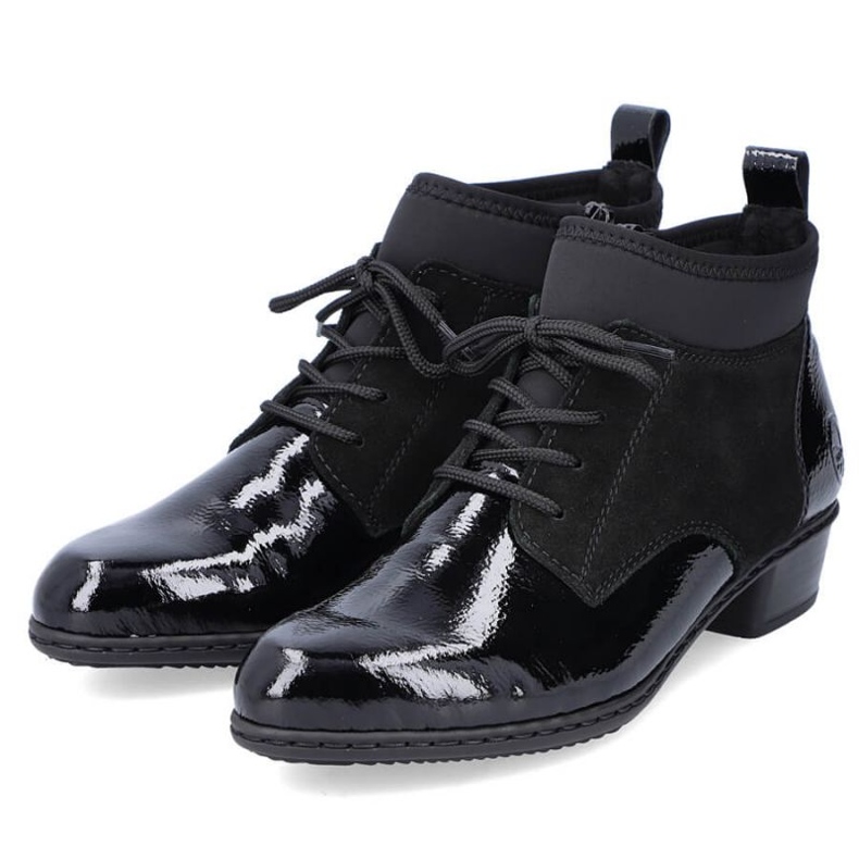 Bottes isolantes en cuir laqué Rieker W RKR573 noir 1