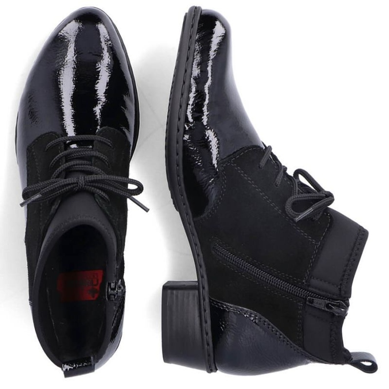 Bottes isolantes en cuir laqué Rieker W RKR573 noir 2