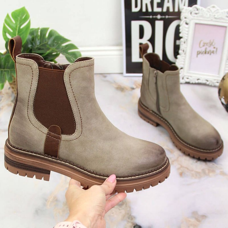 Bottines Jodhpur à plateforme isolées eVento W EVE368A beige brun 1 Bottines Jodhpur à plateforme isolées eVento W EVE368A beige brun 1