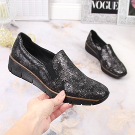 Chaussures à enfiler confortables avec bandes élastiques Rieker W RKR166B noir 2