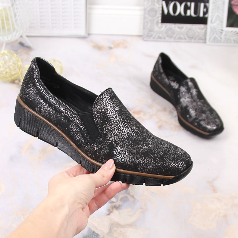 Chaussures à enfiler confortables avec bandes élastiques Rieker W RKR166B le noir 2