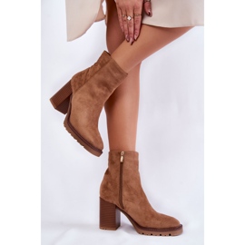Bottines En Daim Pour Femme À Talon Avec Fermeture Éclair Camel Odette beige 4