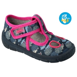 Chaussures enfant Befado 533P017 bleu marine rose argent 4