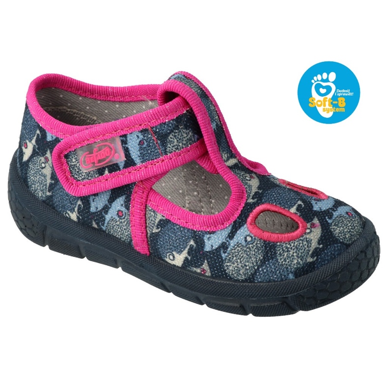 Chaussures enfant Befado 533P017 bleu marine rose argent 4