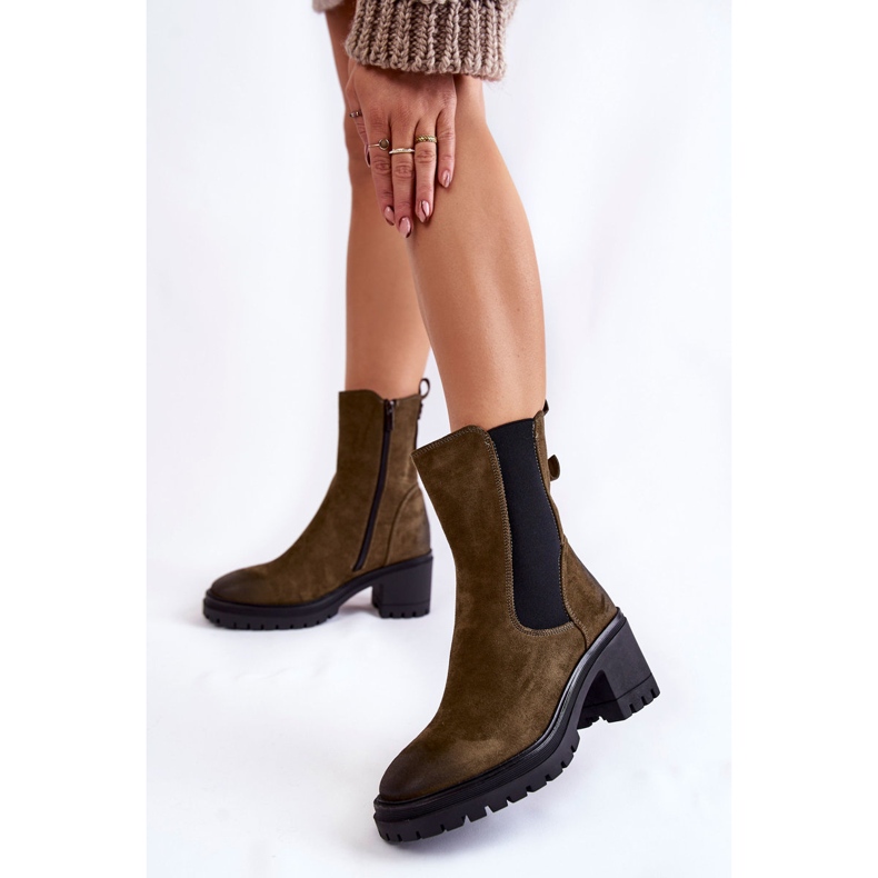 Vinceza Bottines femme en daim à fermeture éclair Liris vert 2