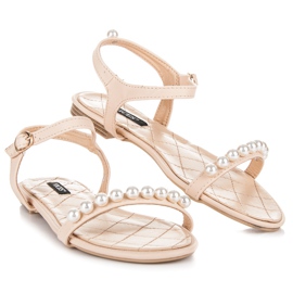 Vices Sandales plates avec perles brun 2