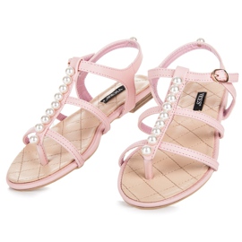 Vices Sandales élégantes avec des perles rose 1