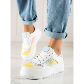 TRENDI Baskets Blanches Sur Une Large Plateforme multicolore 1