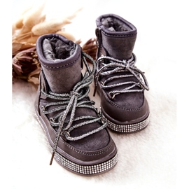 Bottes de neige pour enfants avec zircons gris 1