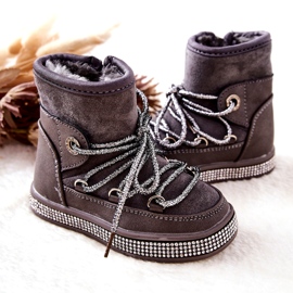 Bottes de neige pour enfants avec zircons gris 3