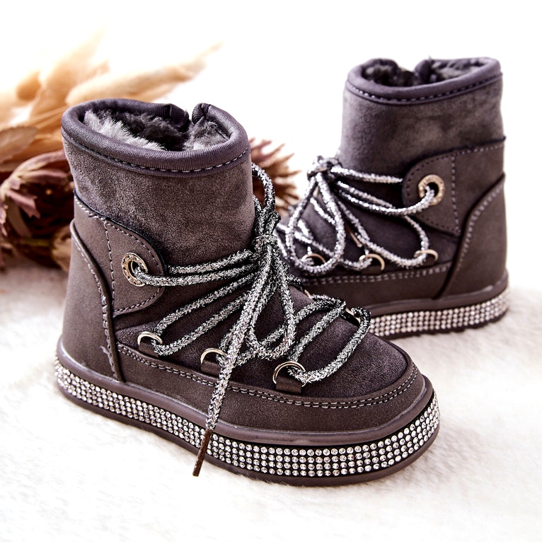 Bottes de neige pour enfants avec zircons gris 3