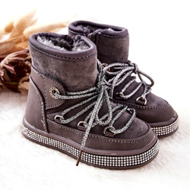 Bottes de neige pour enfants avec zircons gris 4