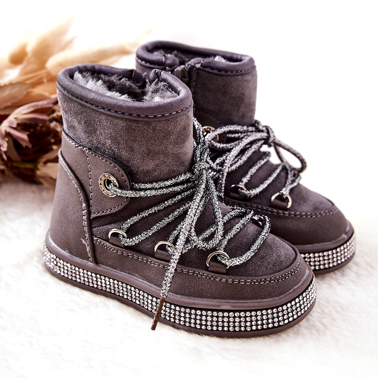 Bottes de neige pour enfants avec zircons gris 4