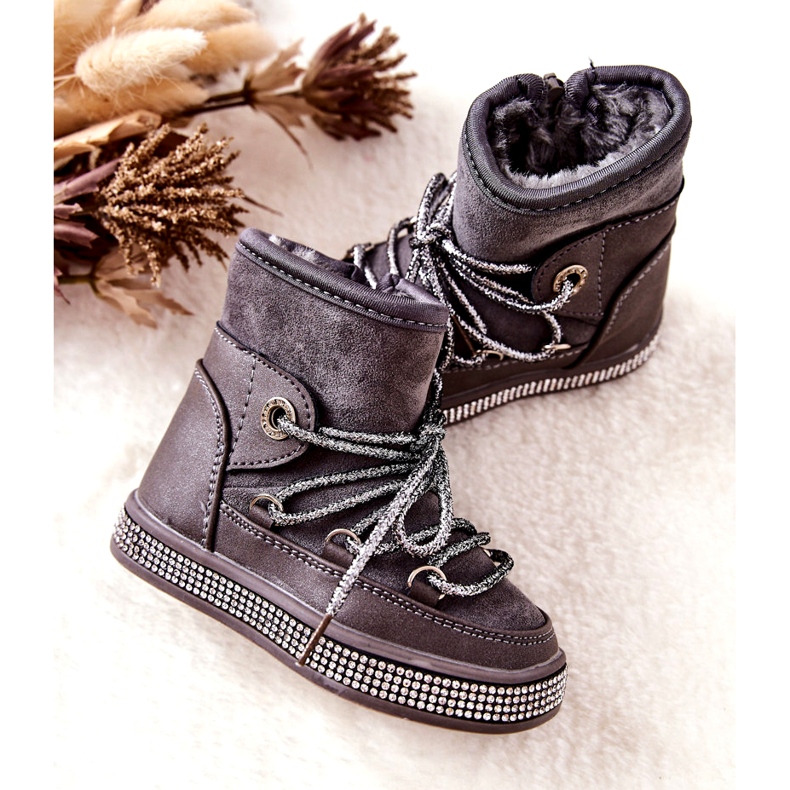 Bottes de neige pour enfants avec zircons gris 2