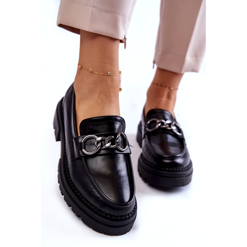 Chaussures d'éco-cuir pour femmes la.fi noir avec une chaîne le noir 4