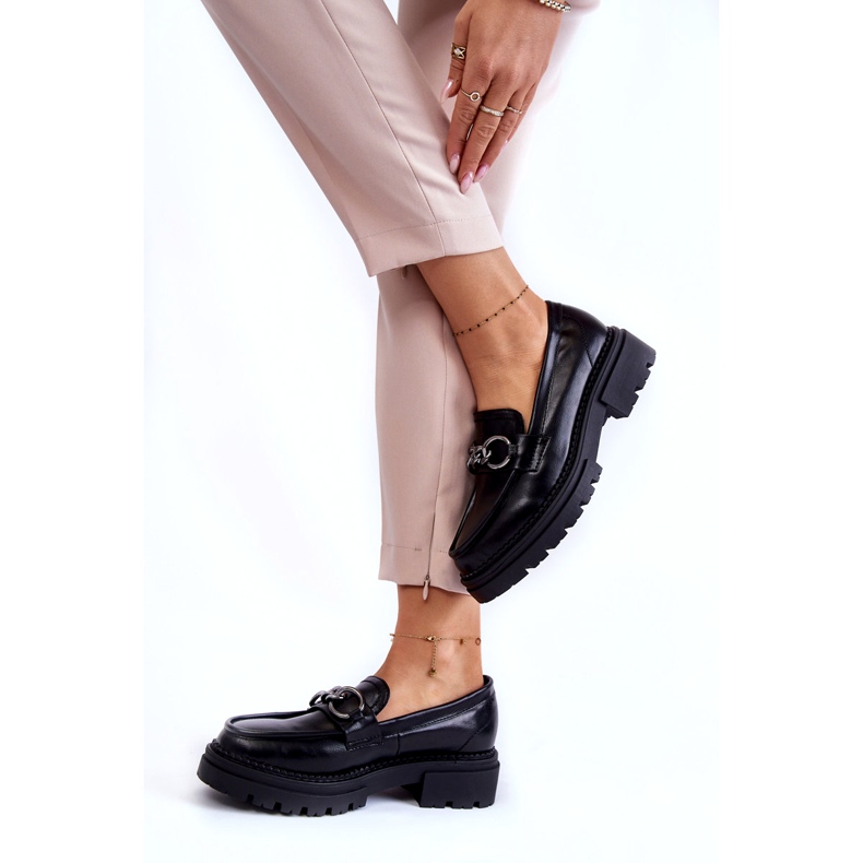 Chaussures d'éco-cuir pour femmes la.fi noir avec une chaîne le noir 3